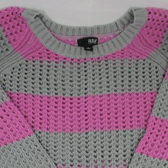 a.n.a   Grey & Orchid Pointelle Openwork Sweater - Picture 4 of 4